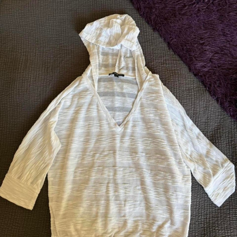 Inc White Sheer‎ Hoodie Size M